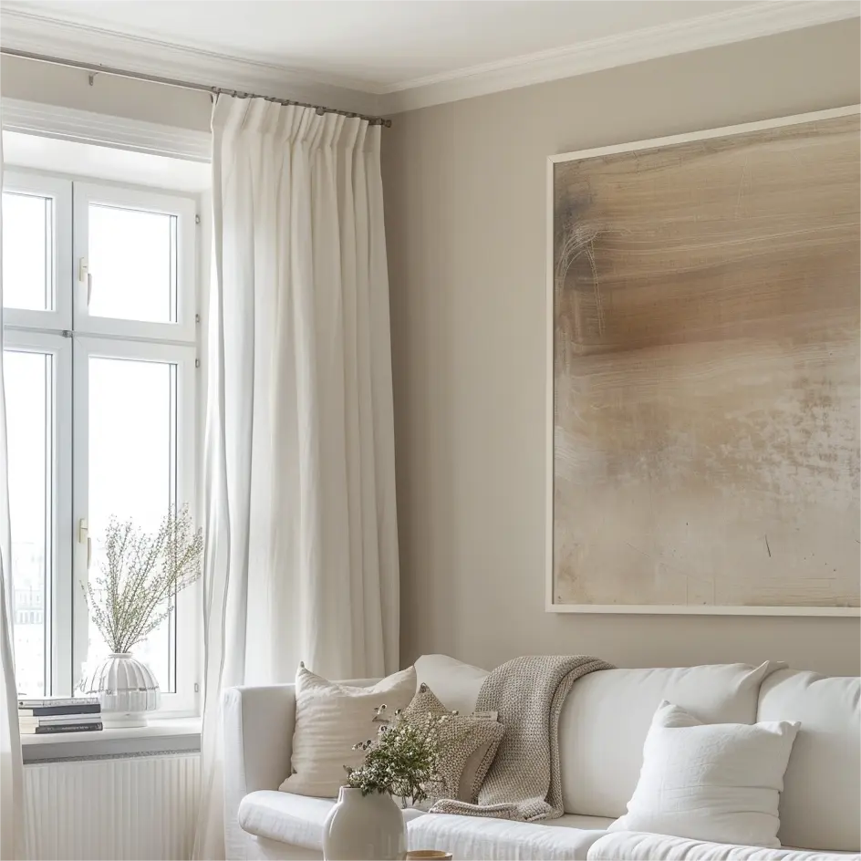 Beautifully styled layered sheer curtains enhancing interior decor.