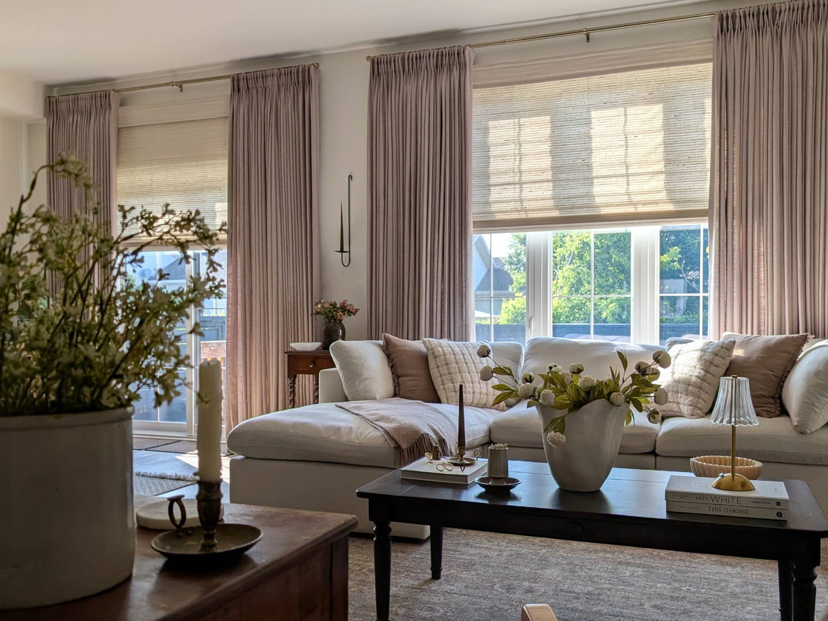 Amanda Kruger in her Ontario home with custom Cozyology window treatments project image 3