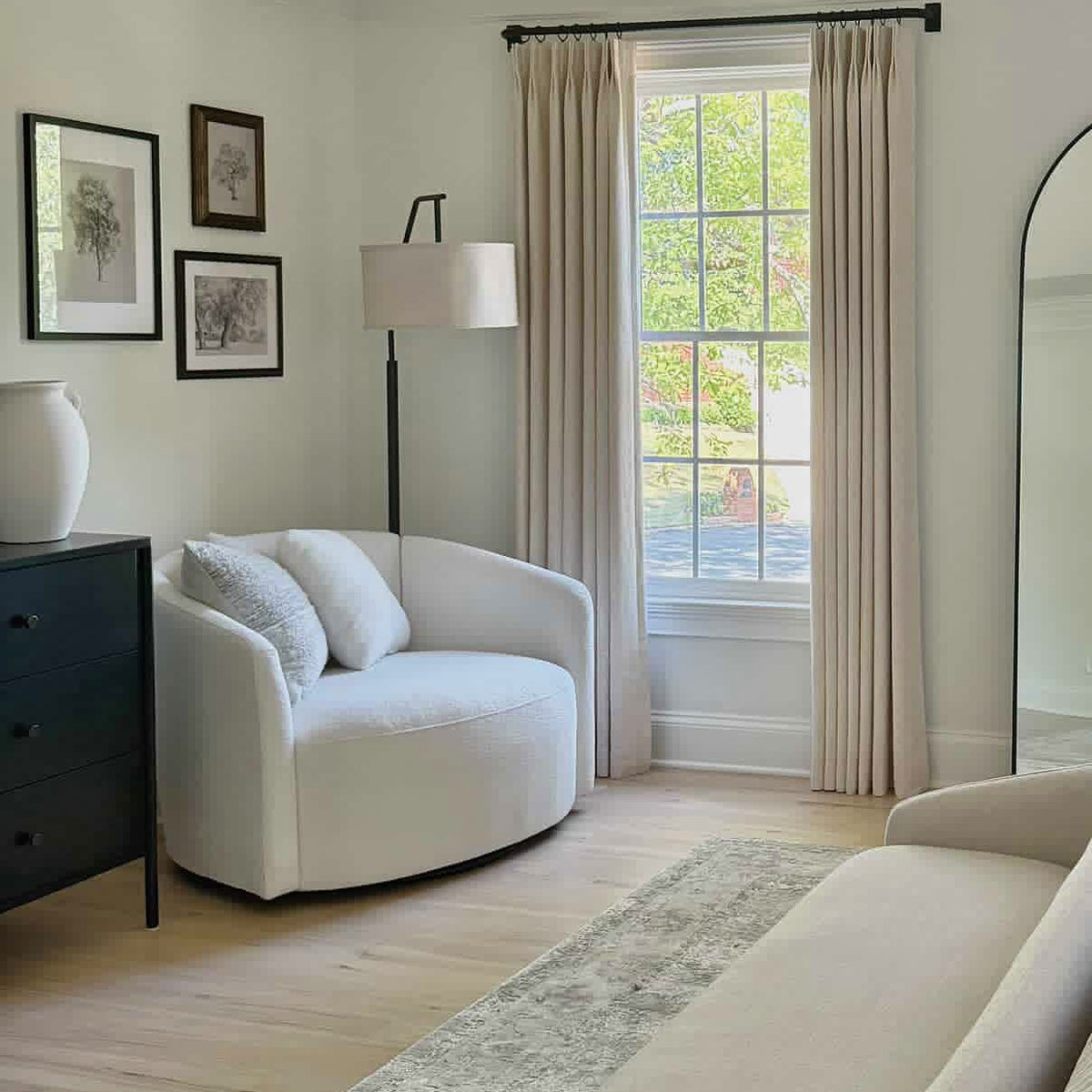 Shay Miron in her Atlanta home with custom Cozyology drapery project image 4